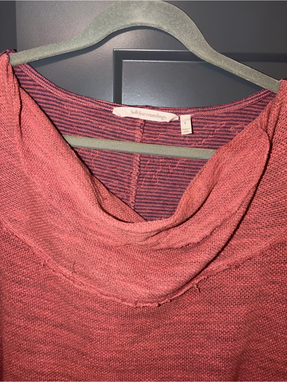 Soft Surroundings embroidered floral salmon pink coral tunic top size L - Picture 3 of 5